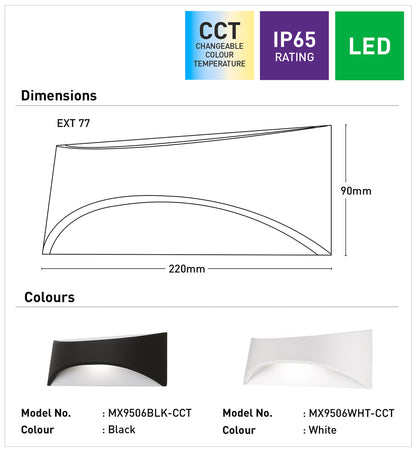 Wells 8W LED Up/Down Wall Light - White