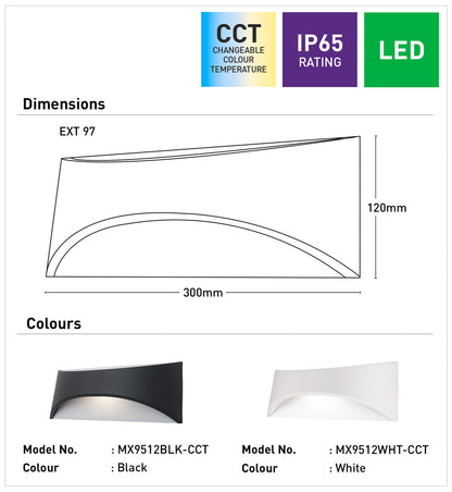 Wells 12W LED Up/Down Wall Light - White
