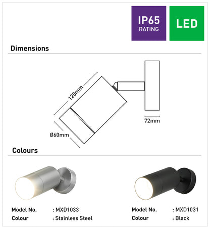 Eliza II 8W LED Wall Light - Black