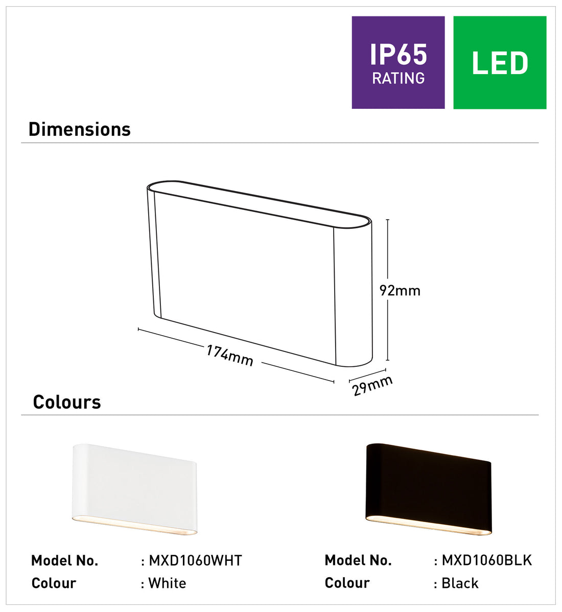 Sasha II LED Up/Down Wall Light - Black