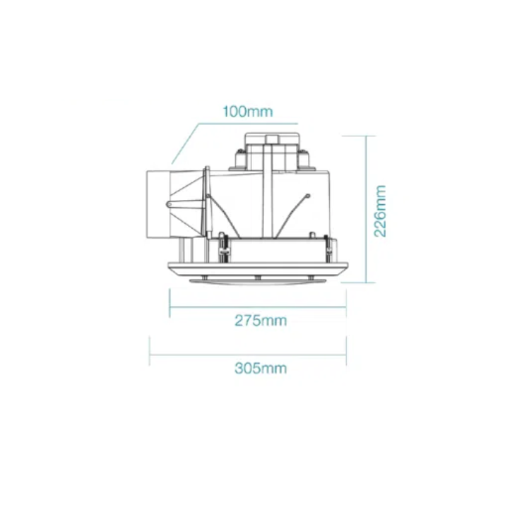 Saturn 240 Round Exhaust Fan with Tricolour LED Light- Black