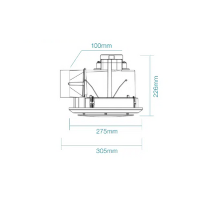 Saturn 240 Round Exhaust Fan with Tricolour LED Light- Black