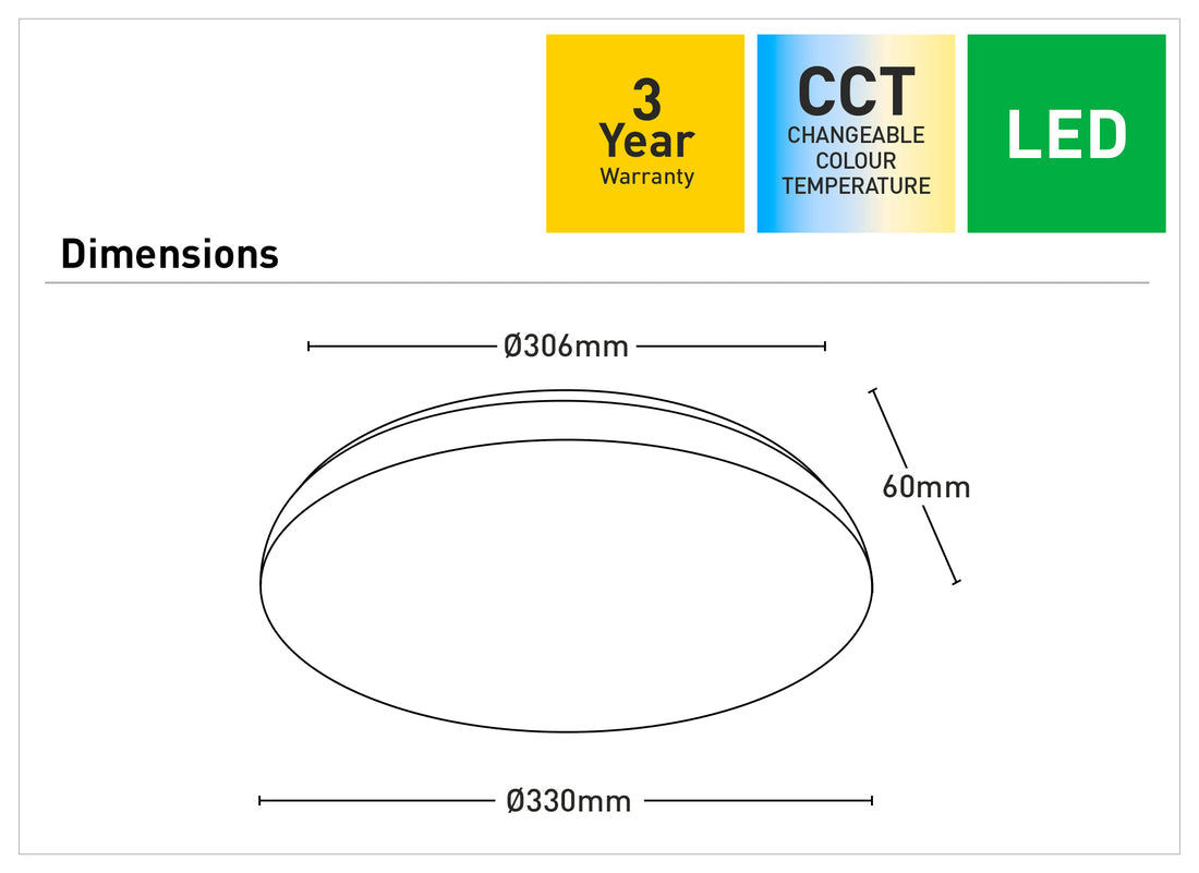 Franklin II 18W LED Ceiling Light With Adjustable CCT