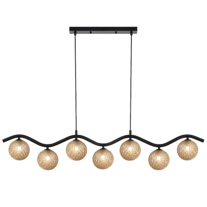 Orton 7 Light Pendant Black- Amber Tear