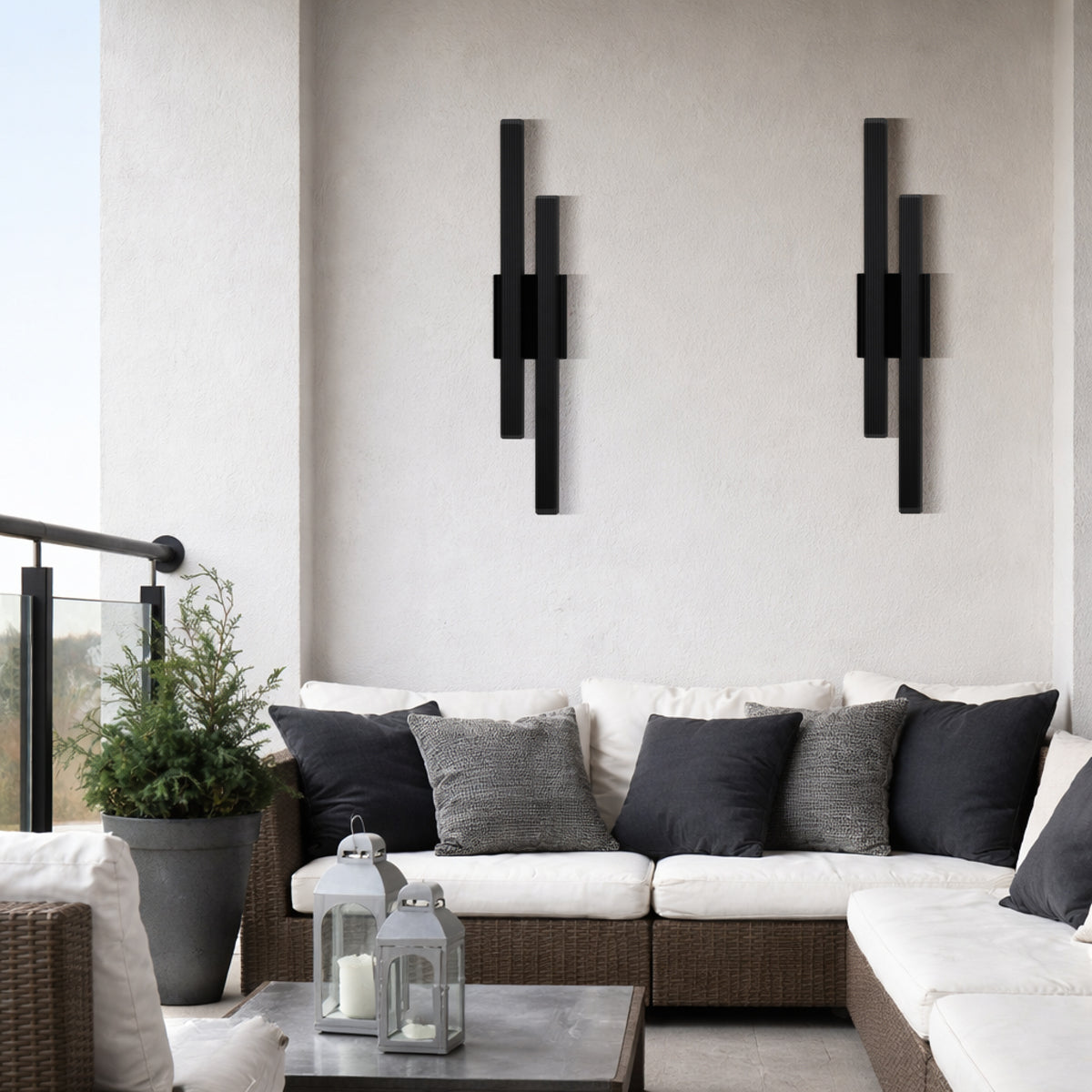 Ostel 2 Light Exterior Wall Light- Black