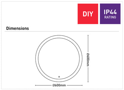 Romu D600mm Round Bathroom Mirror
