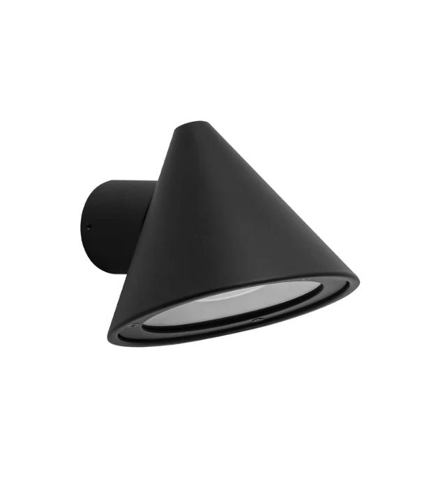 CUCHARA: Exterior Cone Surface Mounted Wall Lights IP65 / IP44 - Black Aluminium