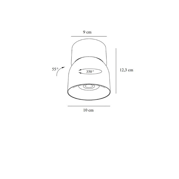 Black GU10 Rotatable Surface Mount Downlight- Pitcher Series