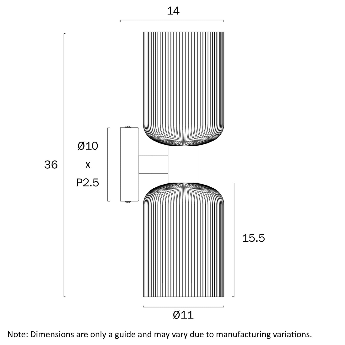 RIVEN 2 Light Wall Bracket- Black Smoke