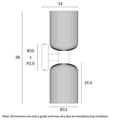 RIVEN 2 Light Wall Bracket- Black Smoke