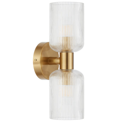 RIVEN 2 LIGHT WALL BRACKET- Gold Clear