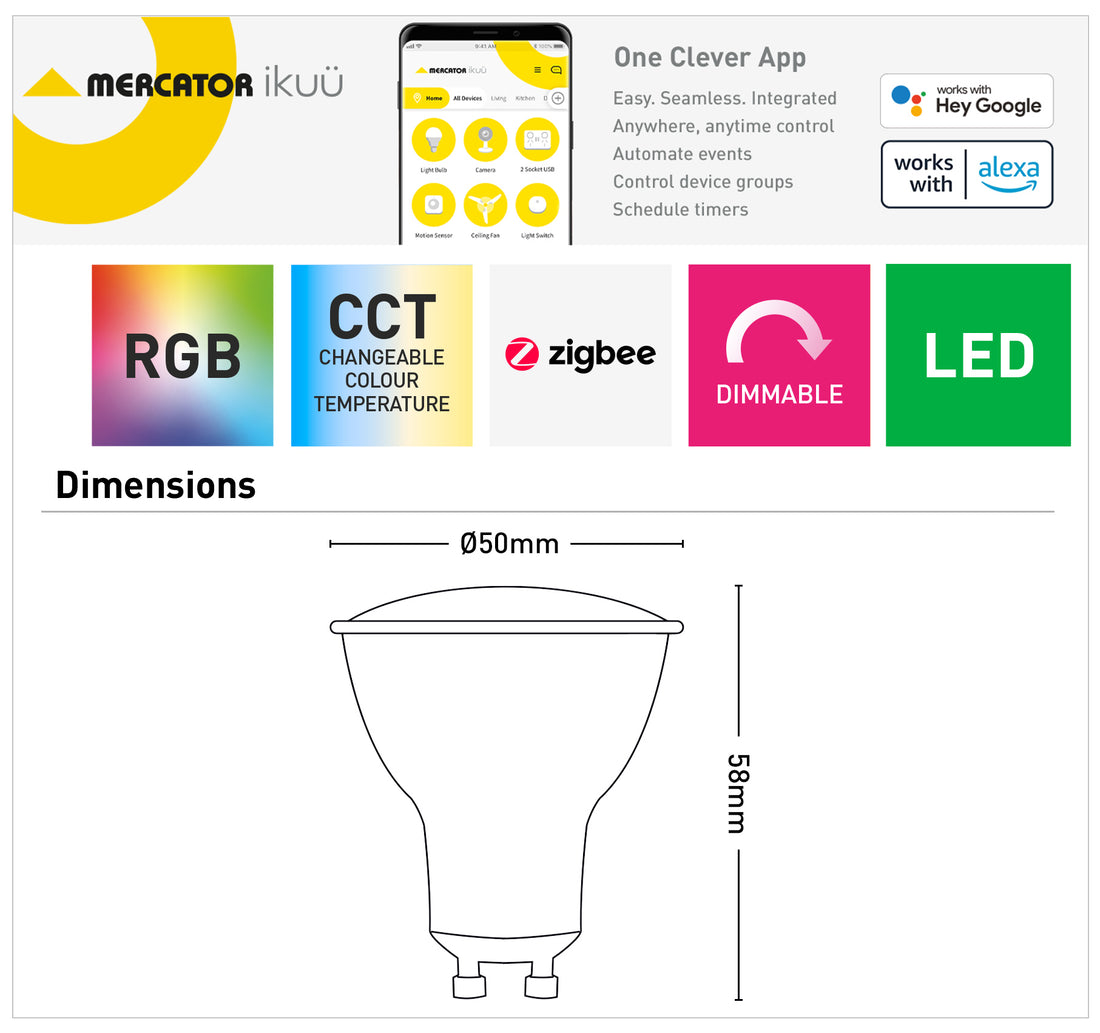 GU10 Ikuü Smart Zigbee Dimmable RGB Globe