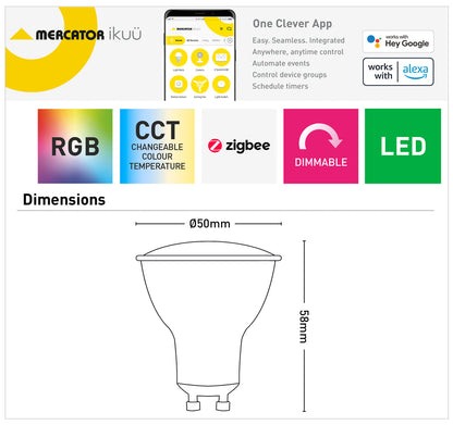 GU10 Ikuü Smart Zigbee Dimmable RGB Globe