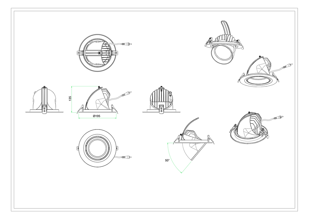 3A SFR006-Black-Dual Wattage(32W/38W) Downlight