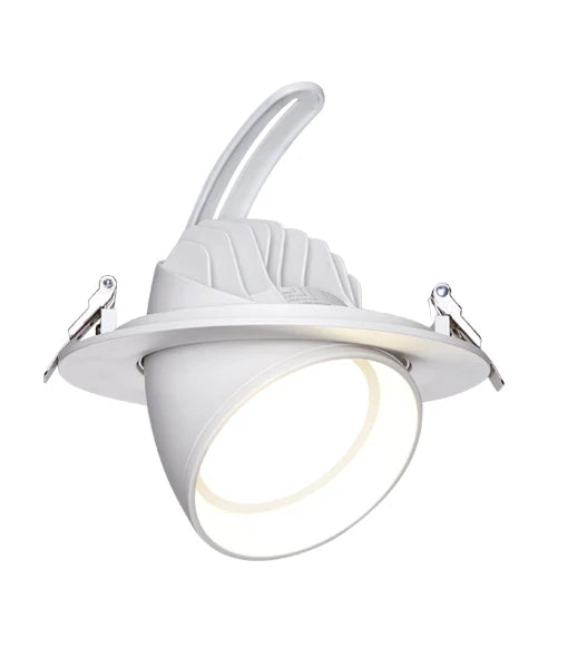 SHOPTRI01: LED Dual Power & Tri-CCT Gimbal White Recessed Shop Lighter