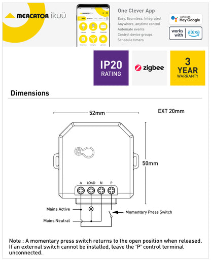 Ikuü Smart Zigbee Inline Module Switch