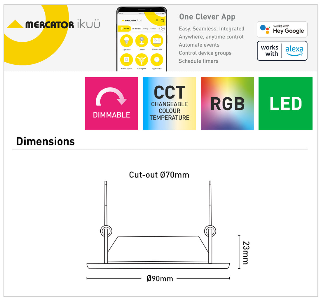 Walter 7W 70mm Ikuü Smart Zigbee RGB And CCT LED Downlight