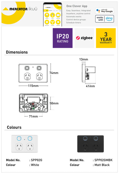 Ikuü Smart Zigbee Double Power Point