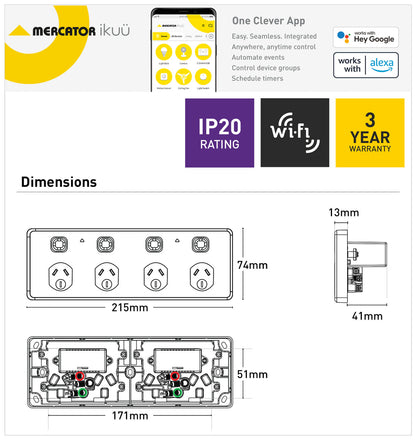 Ikuü Smart WiFi Quad Power Point
