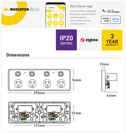 Ikuü Smart Zigbee Quad Power Point