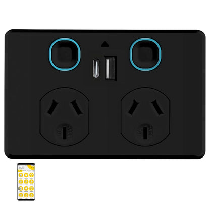 Mercator Ikuü Smart Zigbee Touch Control Double Power Point With USB A+C  - Black