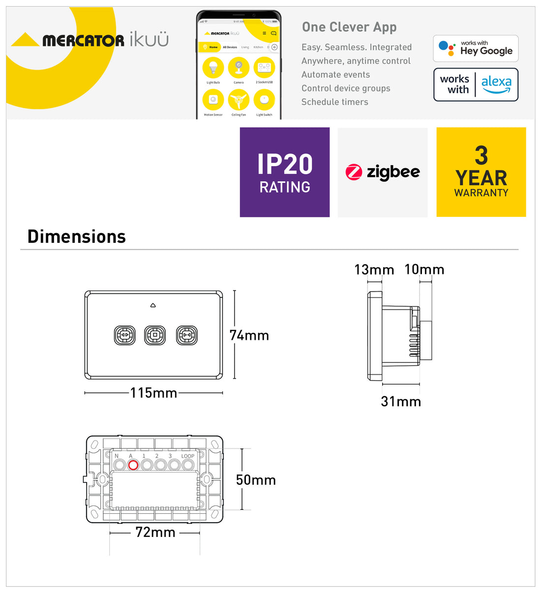 Ikuü Smart Zigbee Curtain & Blinds Switch