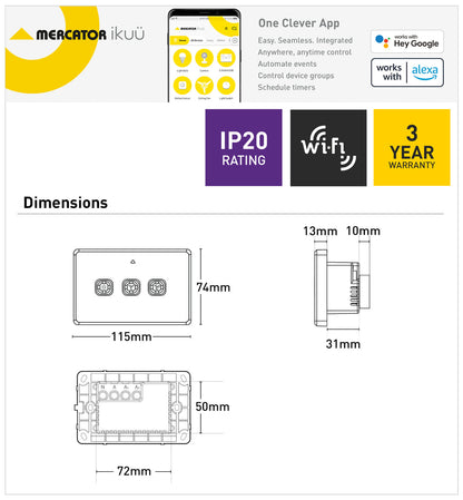 Ikuü Smart Wi-Fi AC Fan Controller With Light Switch