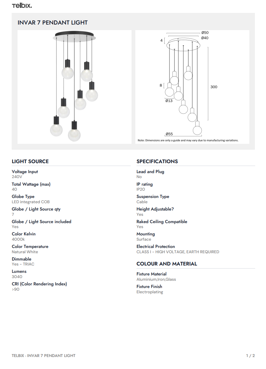 Invar 7 Light Pendant