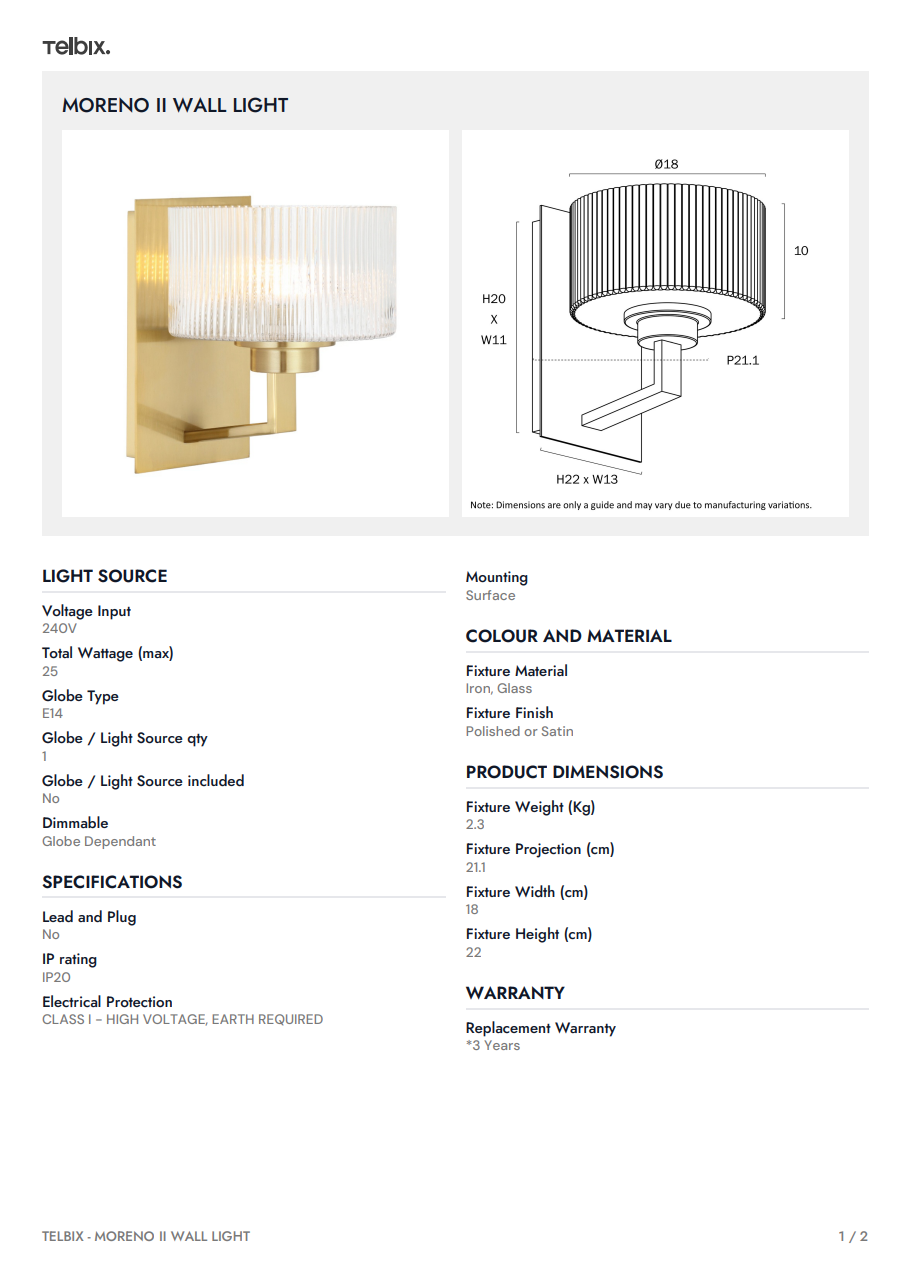Moreno II Wall Light - Antique Silver