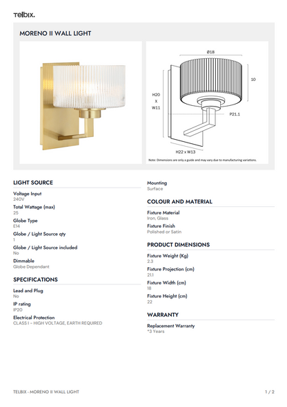 Moreno II Wall Light - Antique Silver