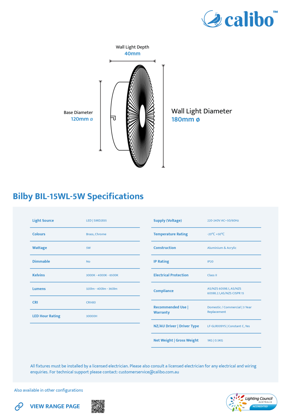 Calibo Bilby Crystalline 180mm Round LED Wall Light - Chrome