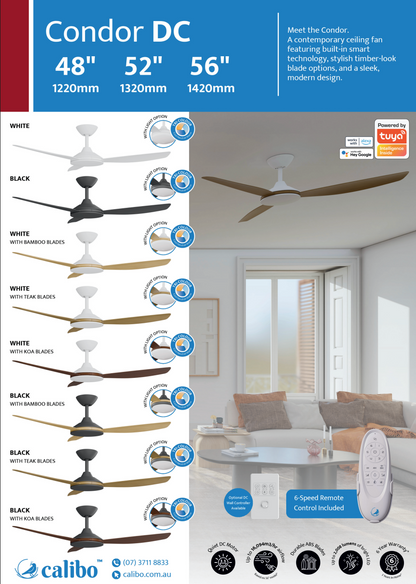 Calibo Condor 48" DC Smart Ceiling Fan with Remote Control - Black