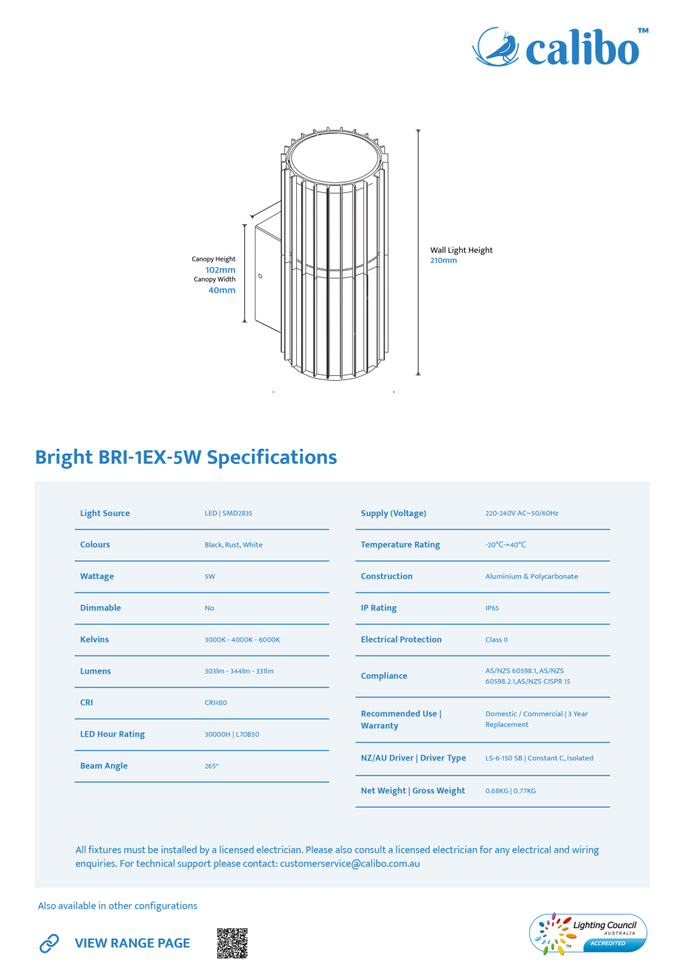 Calibo Bright Cylinder Outdoor LED Wall Light with Linear Fin Detailing - Black
