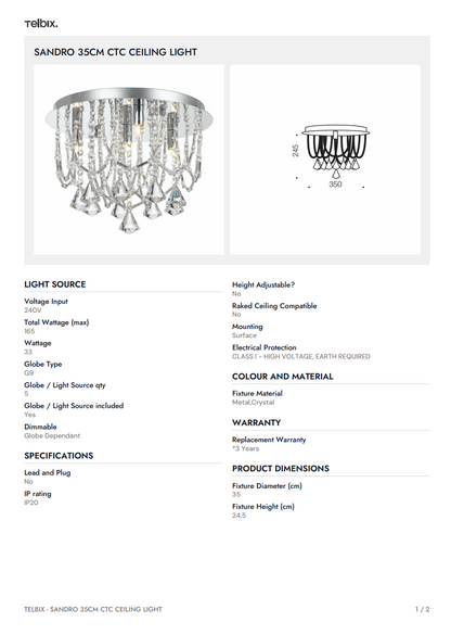 SANDRO 35CM CTC Ceiling Light