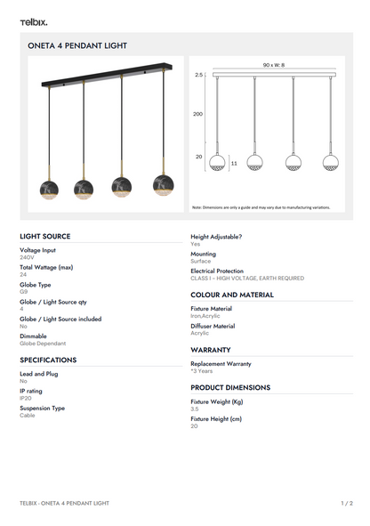 ONETA 4 Pendant Light – White