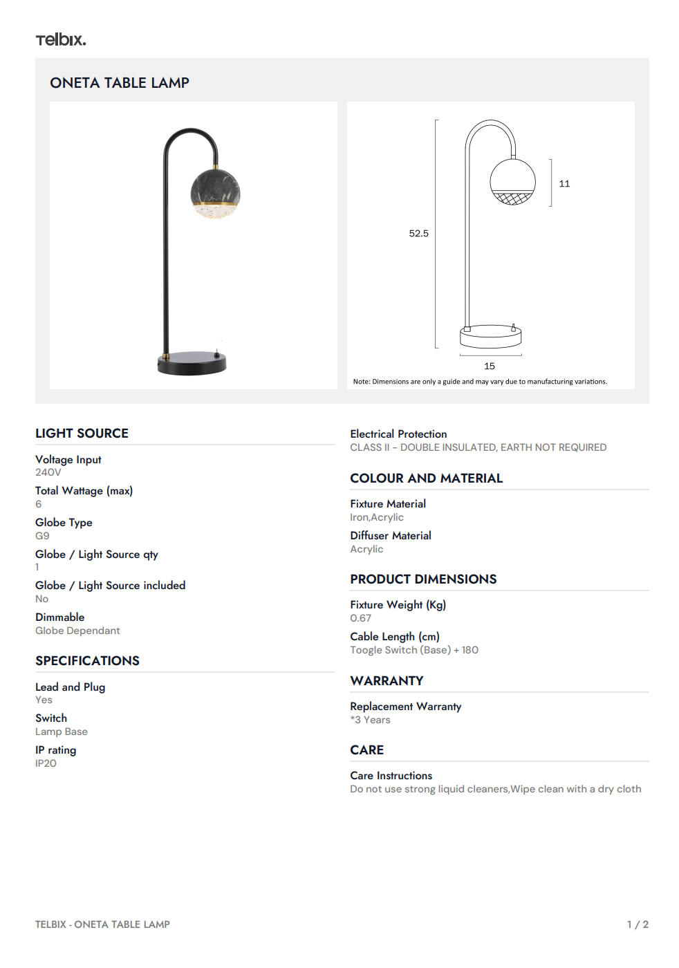 ONETA Table Lamp – Black
