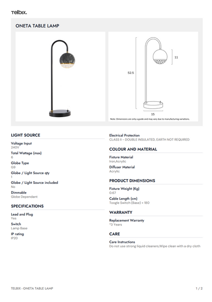 ONETA Table Lamp – Black