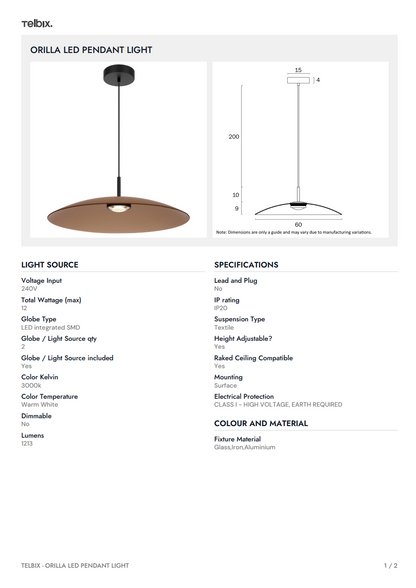 ORILLA LED Pendant Light – Brown