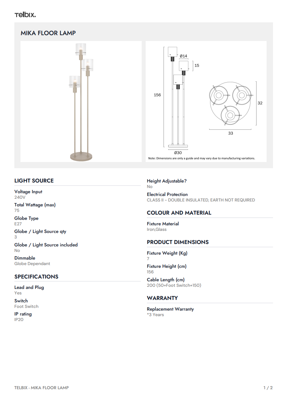 MIKA Floor Lamp - Grey