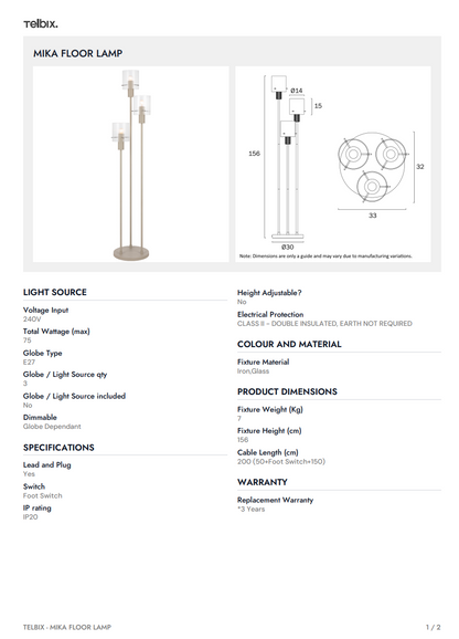 MIKA Floor Lamp - Grey
