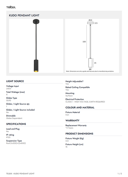 KUDO Pendant Light  - White