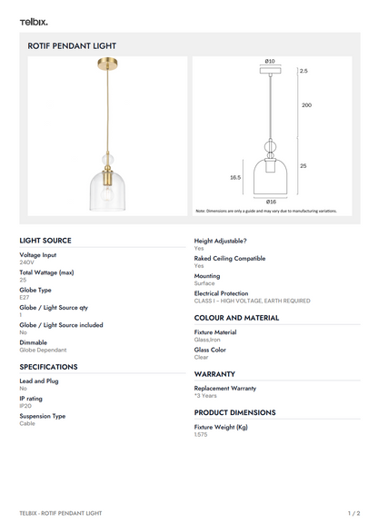 ROTIF Pendant Light - Brass