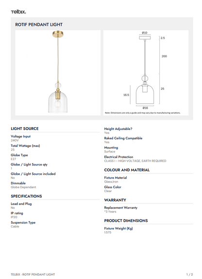 ROTIF Pendant Light - Brass