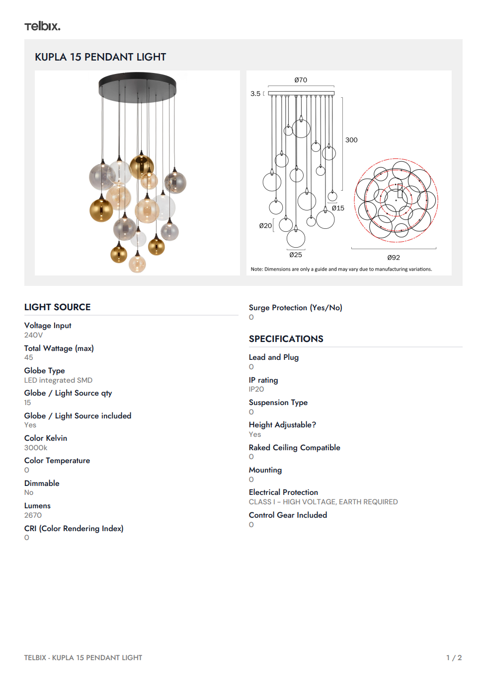 KUPLA 15 Pendant Light