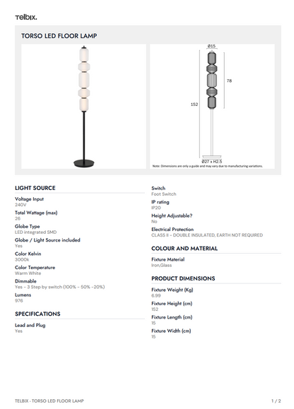 TORSO LED Floor Lamp - Brass