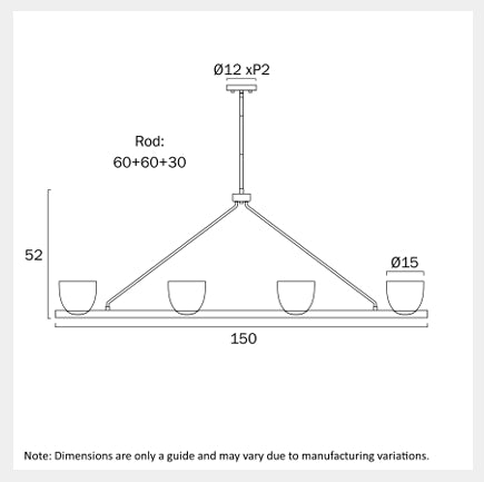 RADAM 4 Light Bar Pendant Light - Black