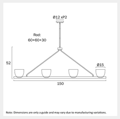 RADAM 4 Light Bar Pendant Light - Black