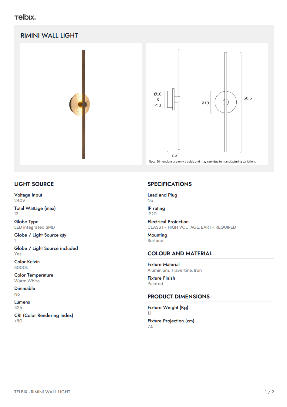 Rimini Wall Light - Vintage Brass