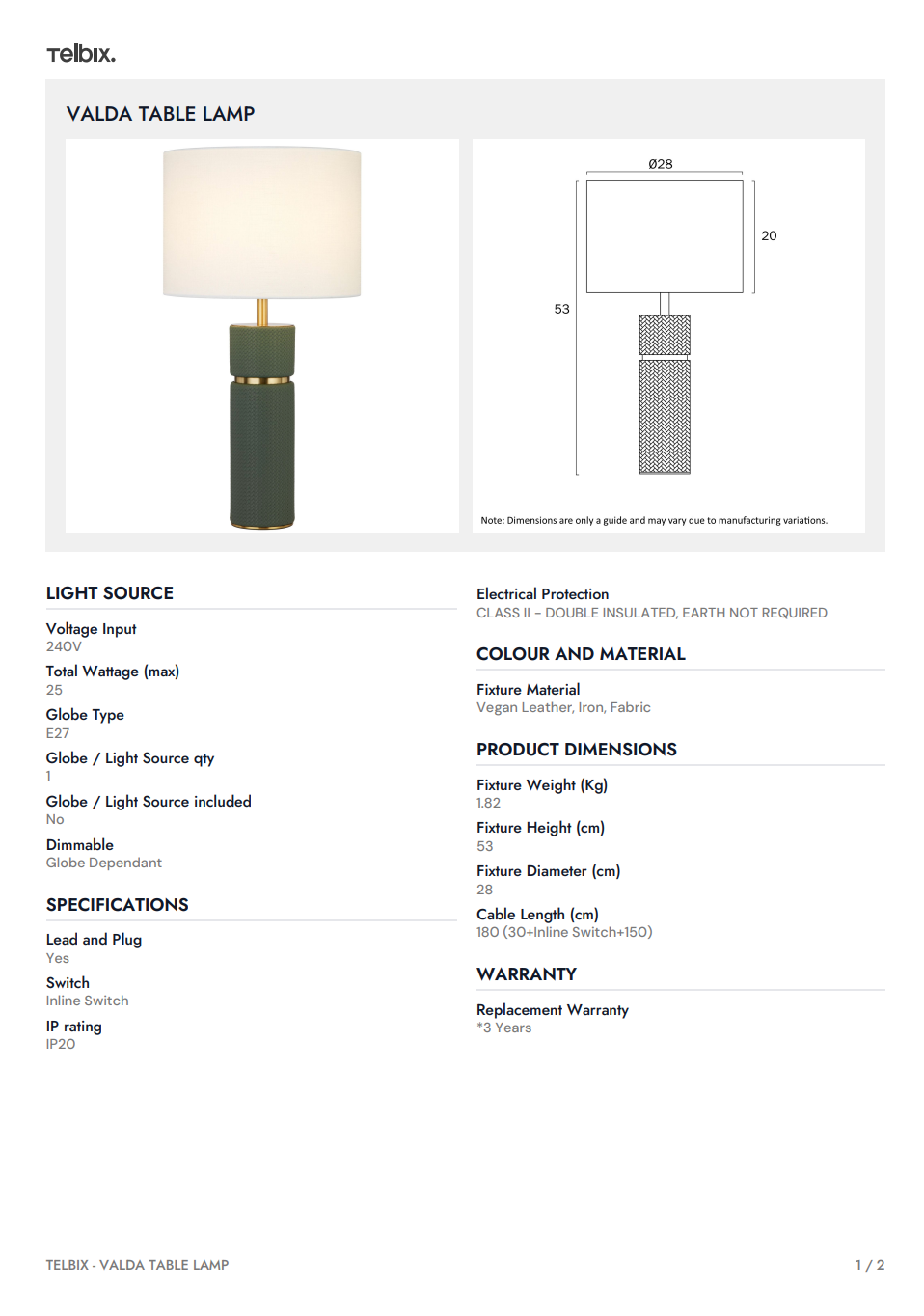 VALDA Table Lamp - Black