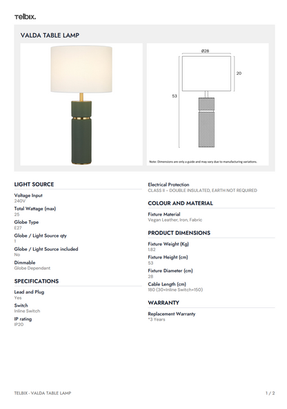 VALDA Table Lamp - Black